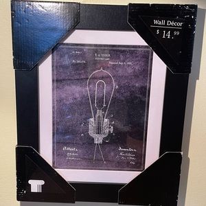 Edison Light Bulb Patent Framed and Matted Print 10”x12”